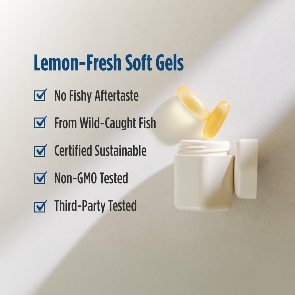 Nordic Naturals ProOmega Lemon Flavor - 90 Soft Gels | 1280 mg Omega-3 (EPA & DHA) | Supports Brain, Heart, Immune Health | Non-GMO