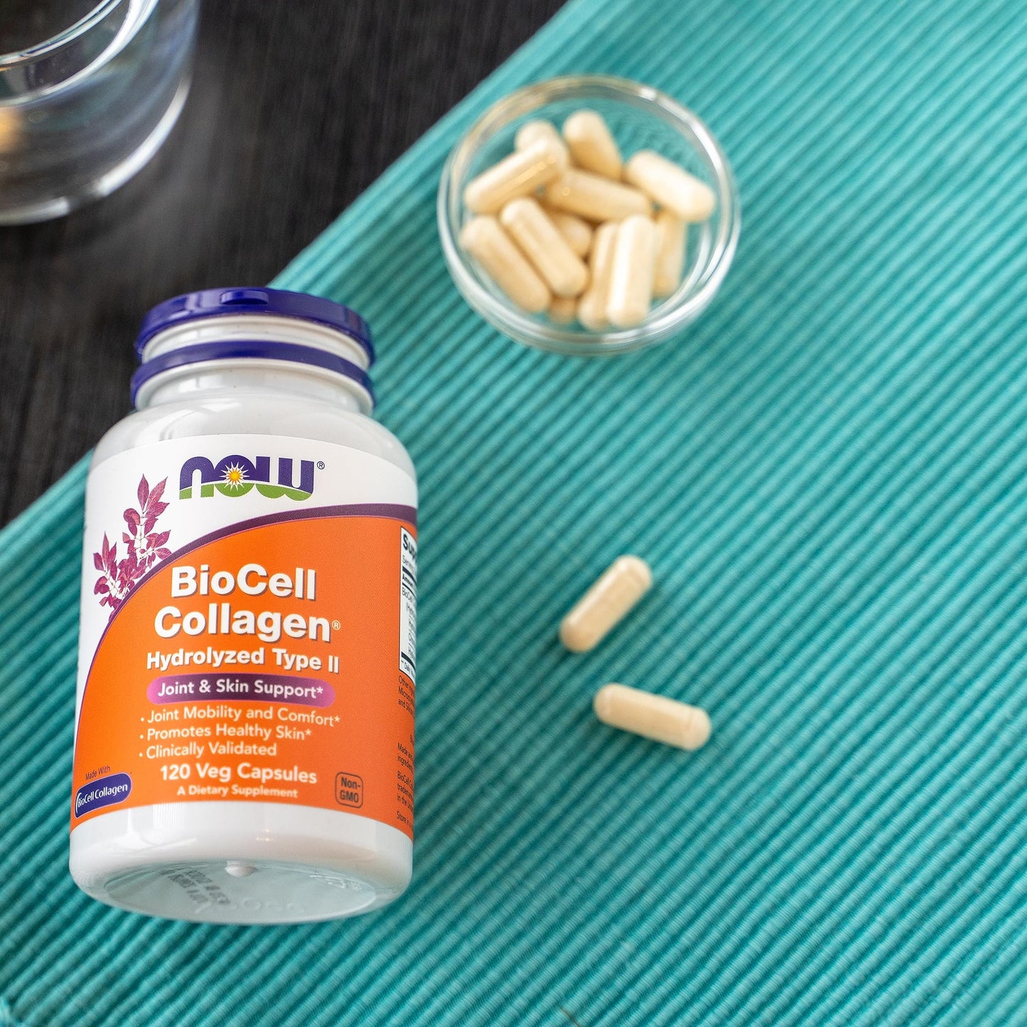 NOW Foods BioCell Collagen Hydrolyzed Type II | Joint Health & Skin Support | 120 Veg Capsules