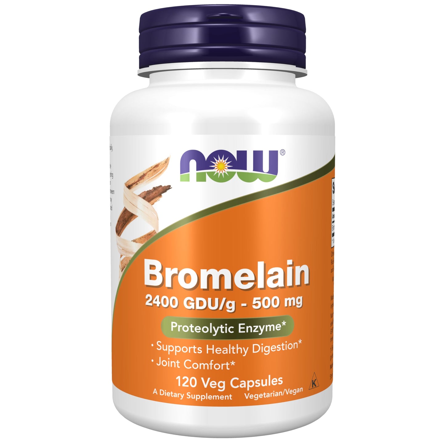 NOW Foods Bromelain 2400 GDU/g - 500 mg, 120 Veg Caps | Natural Proteolytic Enzyme