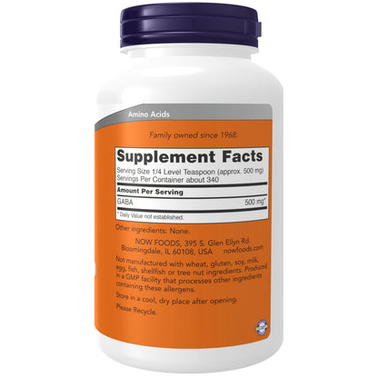 NOW Foods GABA Powder 6 oz – Gamma-Aminobutyric Acid, Neurotransmitter Support*