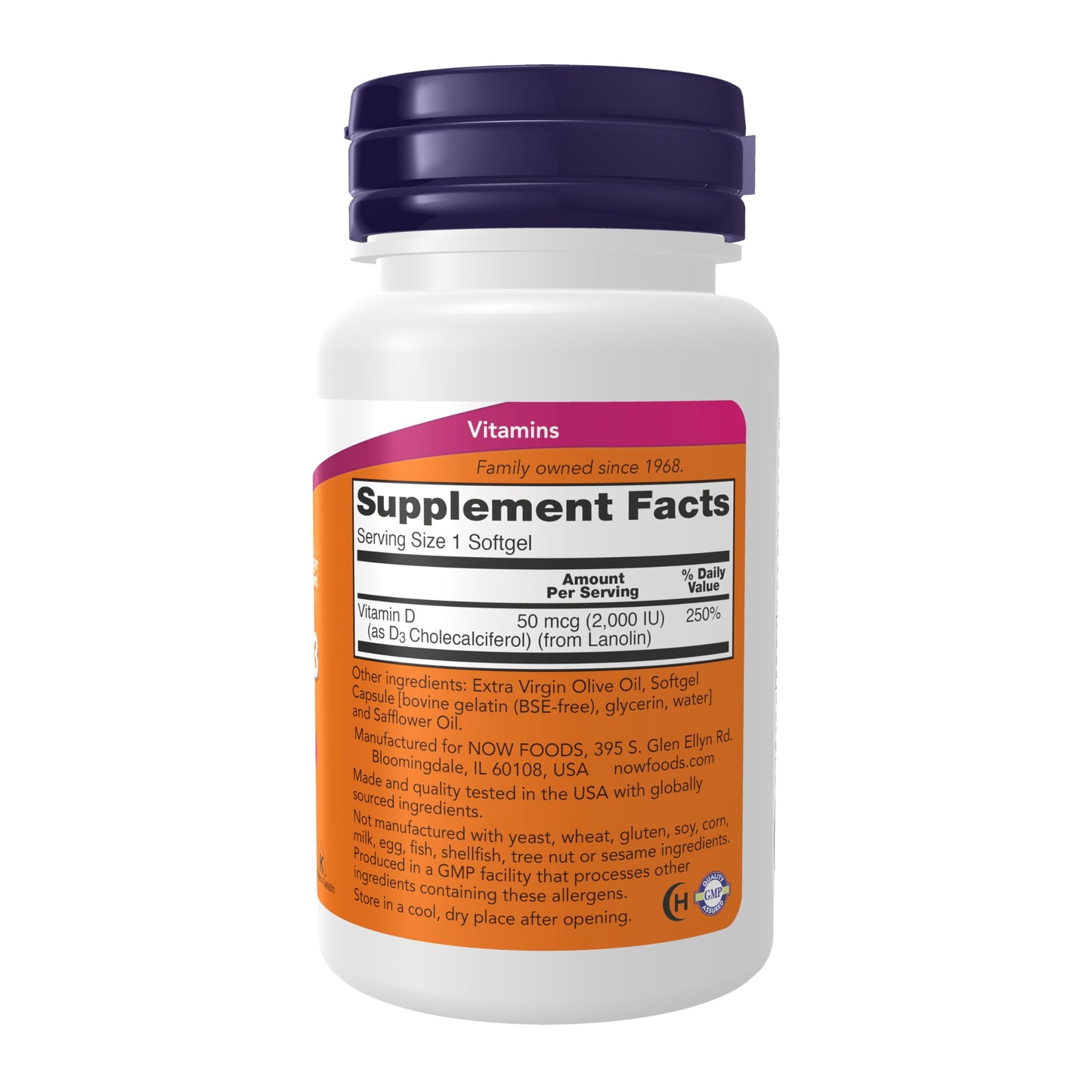NOW Foods Vitamin D-3 2000 IU Softgels - High Potency, Immune & Bone Support | 240 Softgels