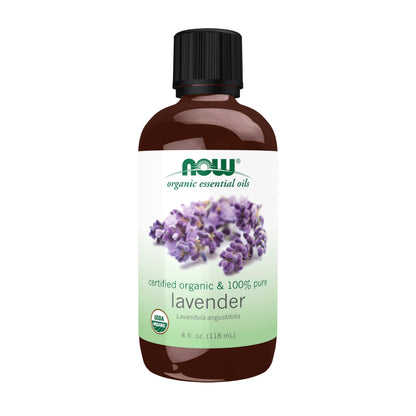NOW Foods Organic Lavender Essential Oil, 4 oz | Pure Steam-Distilled, Vegan