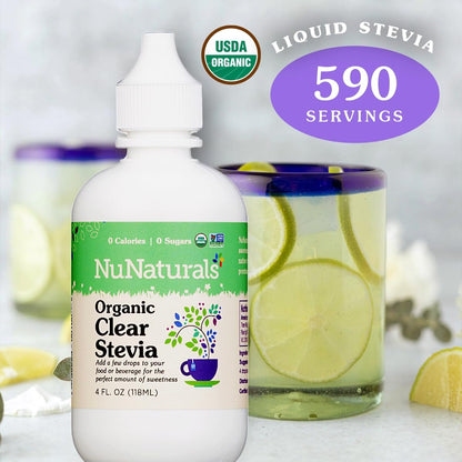NuNaturals Clear Extract Stevia – Plant-Based Sweetener, 4 oz x 2