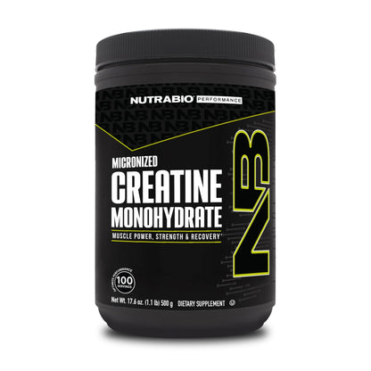 NutraBio Pure Micronized Creatine Monohydrate Powder – Unflavored, 500 g