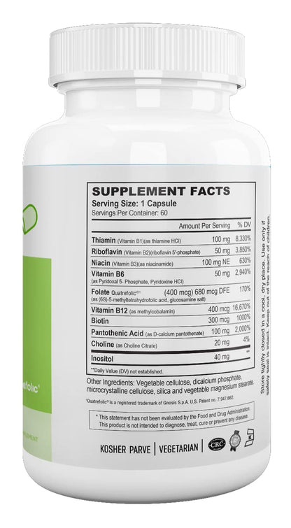 Nutri Supreme Ultimate B Complex with Methylfolate – Highly Absorbable B Vitamins | 60 Capsules