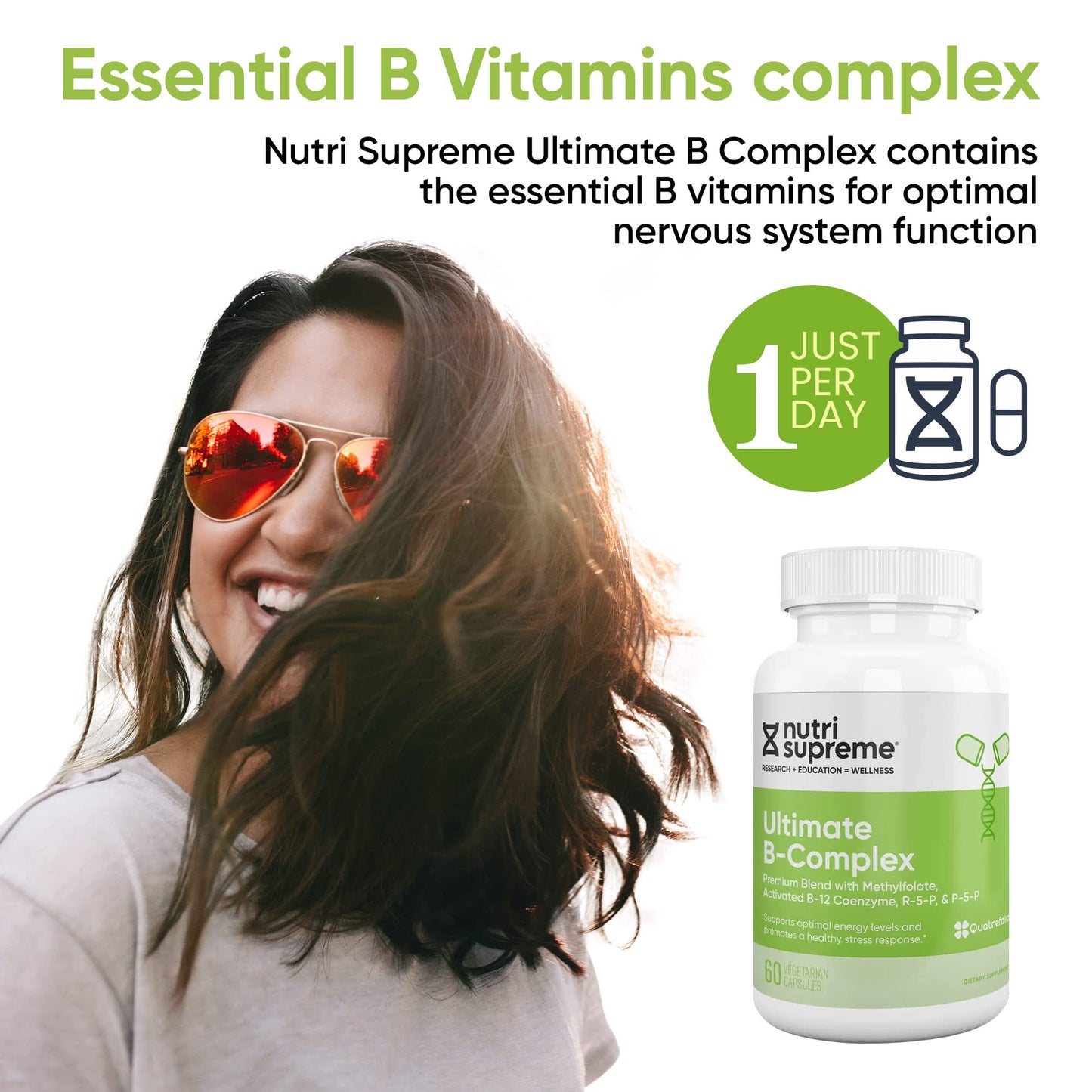 Nutri Supreme Ultimate B Complex - 120 Vegetarian Capsules, Kosher Certified