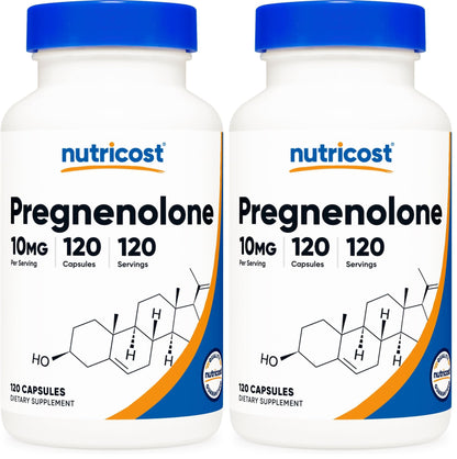 Nutricost Pregnenolone 10mg - 120 Capsules (Pack of 2) | Non-GMO, Gluten Free, Vegetarian