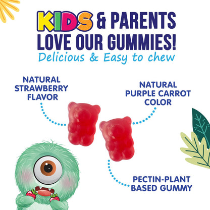 Fiber Gummies for Kids – 4g Daily Prebiotic Fiber Supplement | Plant-Based, Non-GMO, 120 Gummies