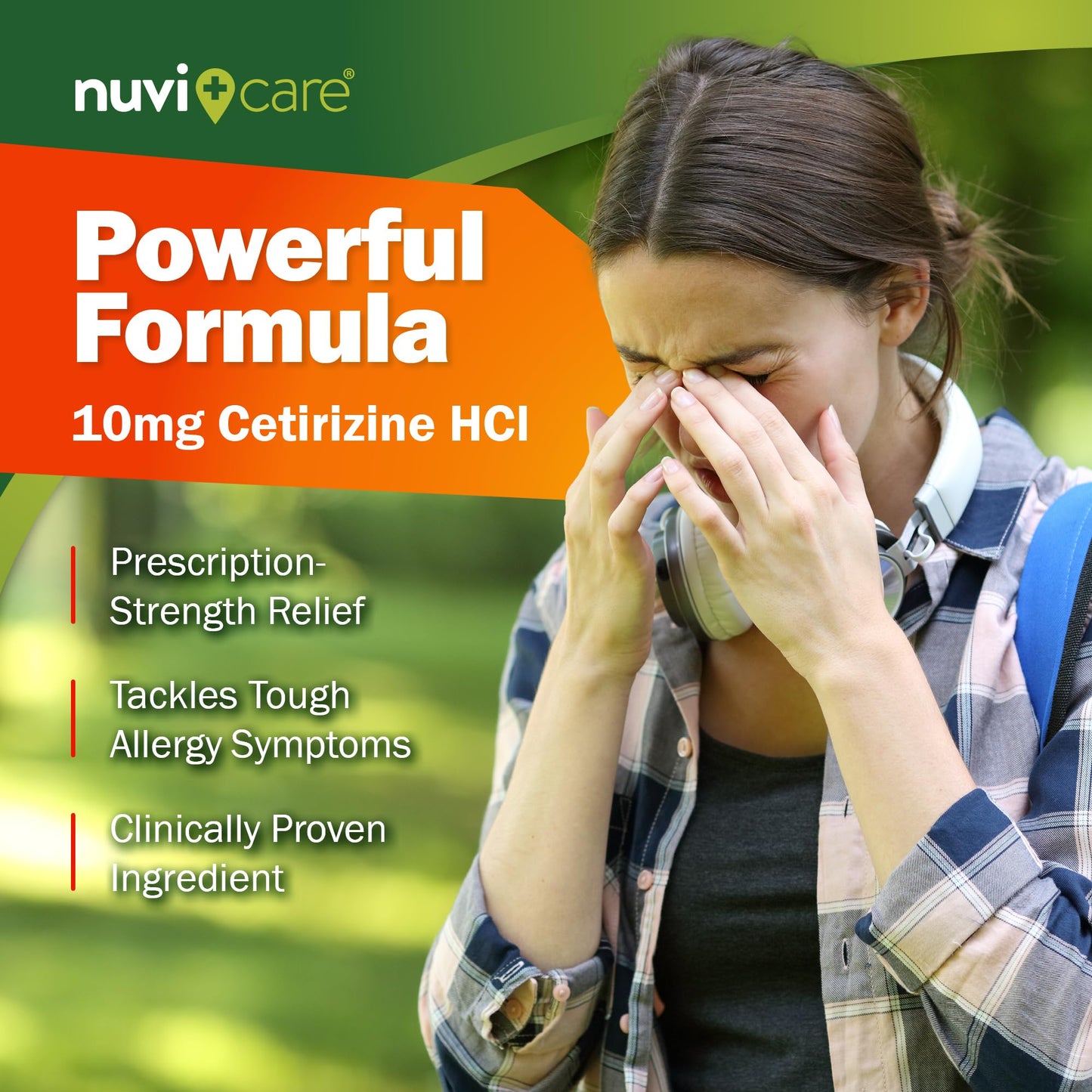 NUVICARE 24-Hour Allergy Medicine - Cetirizine HCl 10 mg Tablets - Compare to Zyrtec - 100 Count