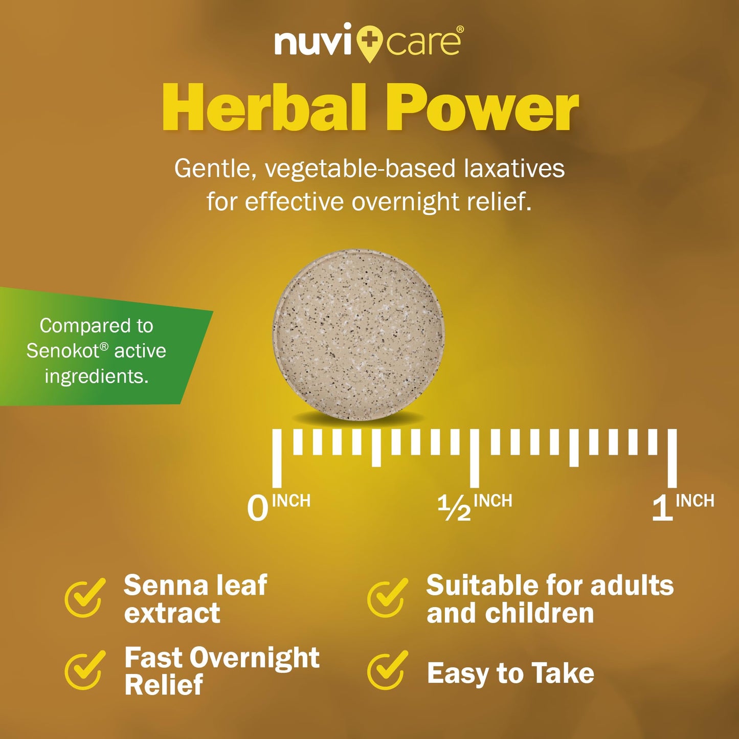 NUVICARE Senna Laxative Tablets 8.6 mg – Gentle Natural Relief for Occasional Constipation (200 Count)