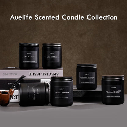 Scented Candles for Men | Vintage Oak Candle | 7oz Black Jar
