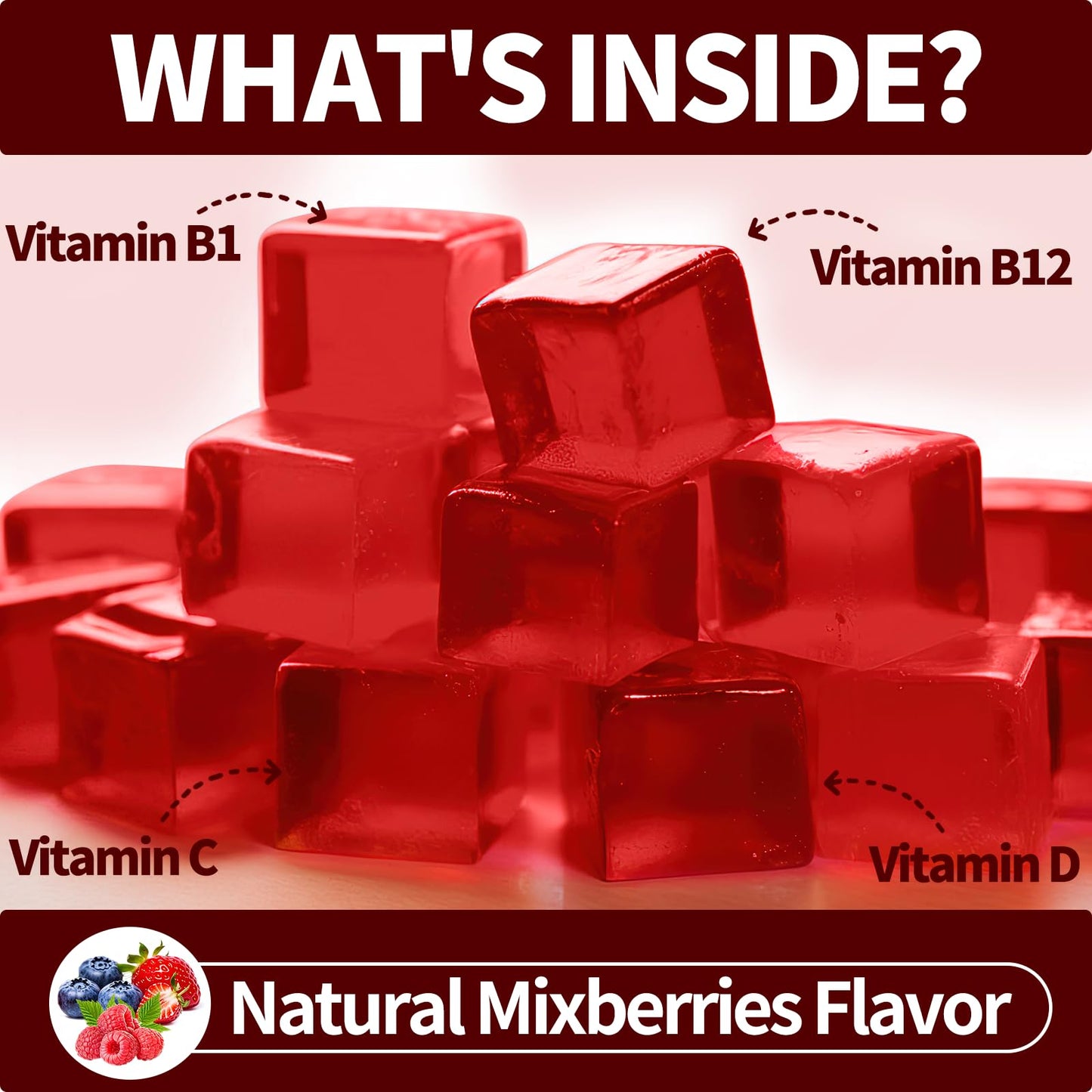 OALSE Thiamine B1 Gummies - 2 Pack, 500g Vegan Sugar-Free with Mixed Berry Flavor (120 Gummies)