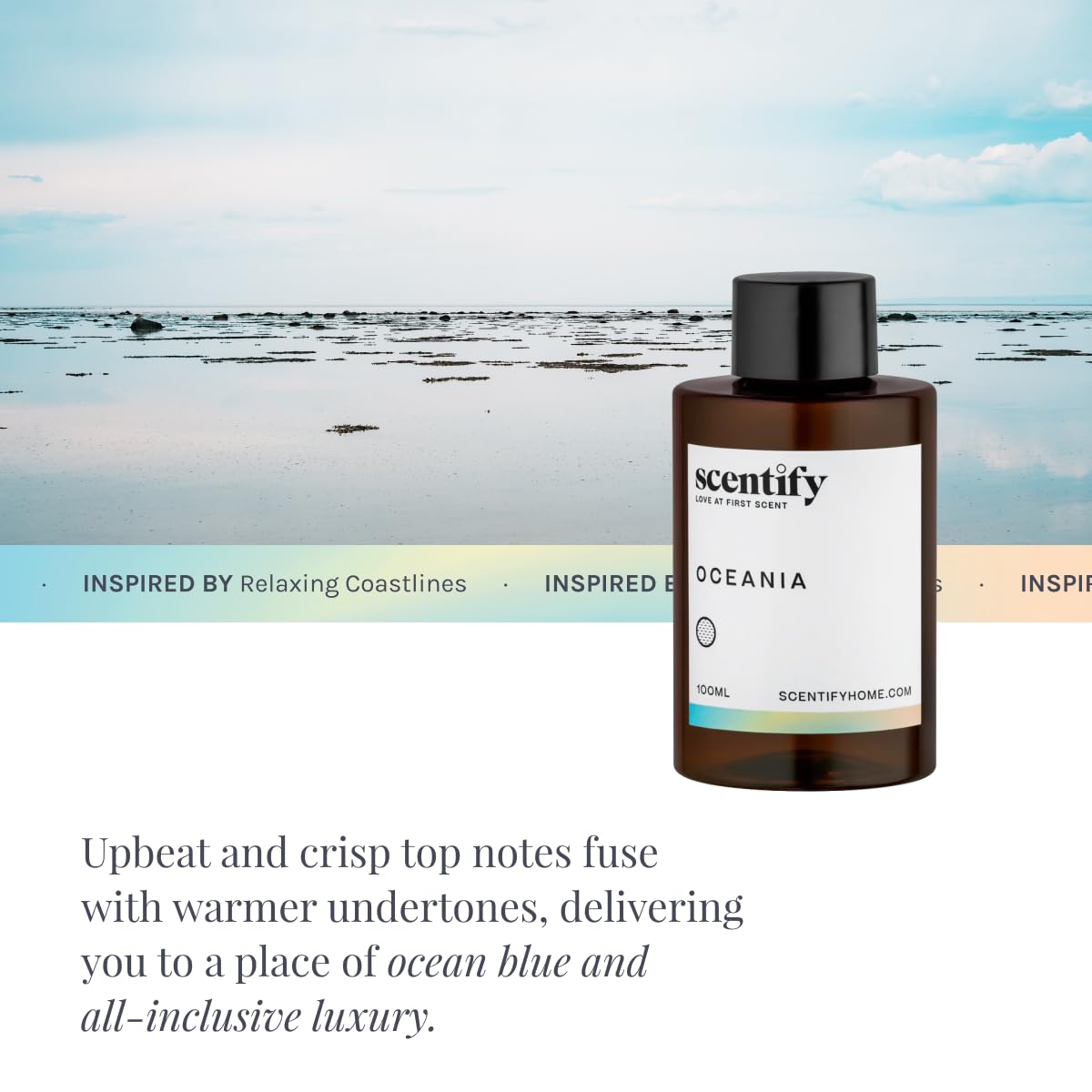 Scentify Oceania Aroma Oil Refill – Diffuser Scent, 100ml, Orange, Apple, White Tea & Lavender