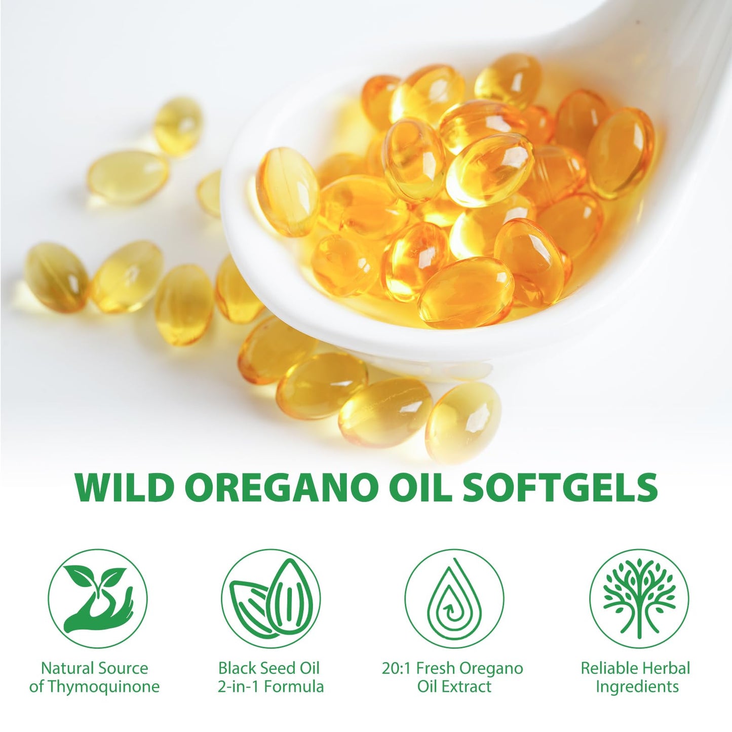 Oil of Oregano + Black Seed Oil Softgels (60 Count) – Immune Support & Antioxidant