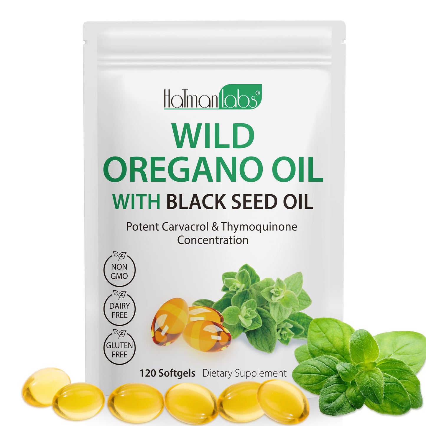 Oil of Oregano Softgels 120 Count – 165mg Carvacrol + Black Seed Oil 200mg
