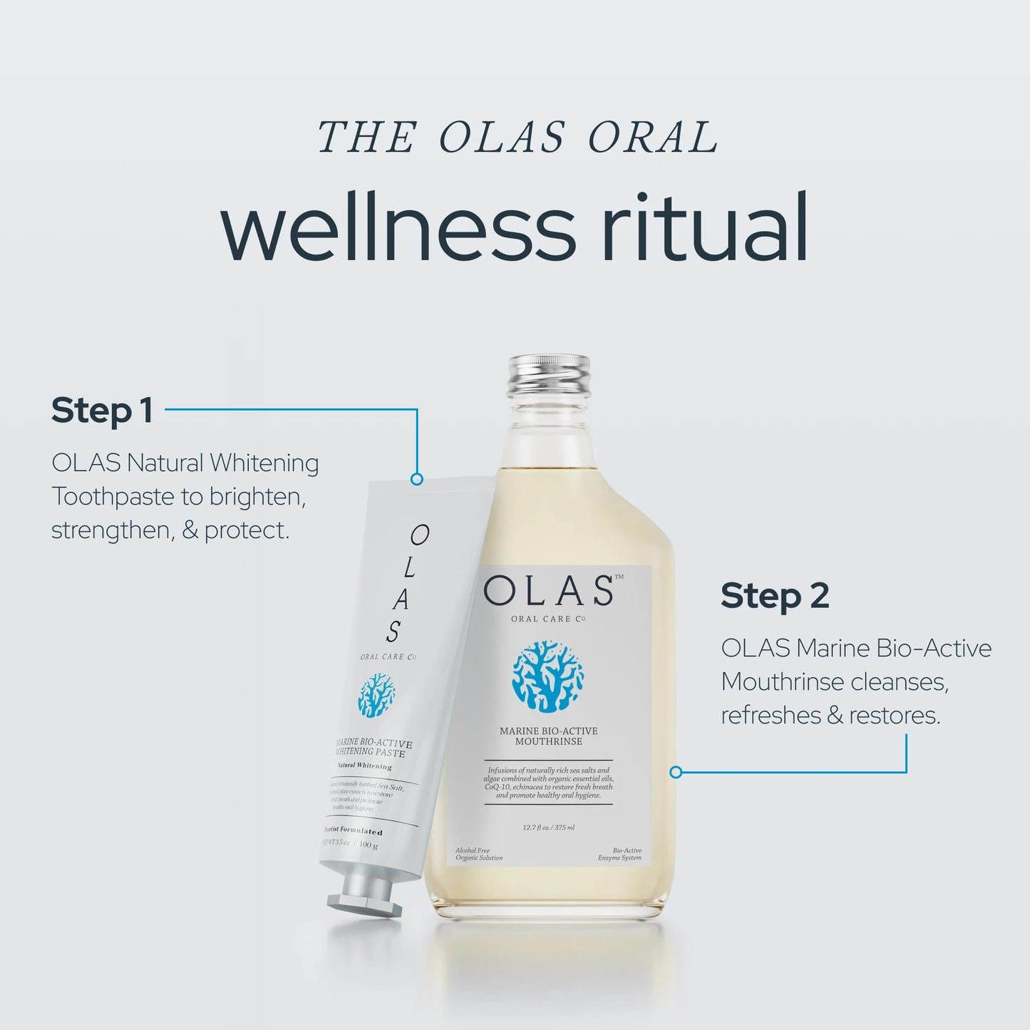 Olas Alcohol Free Mouthwash & Rinse – Marine Bio-Active, Fluoride Free (3 x 1 fl oz)