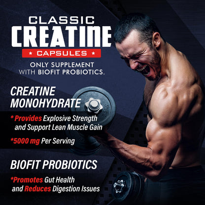 Old School Labs Creatine Monohydrate 5000mg with BioFit Probiotics - Max Strength (USA)