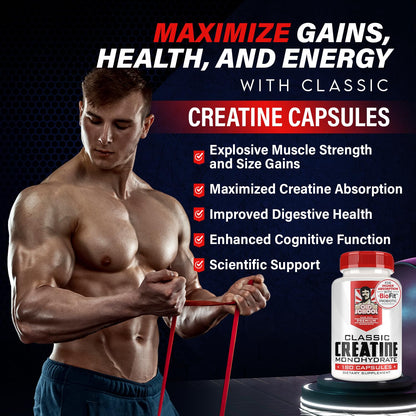 Old School Labs Creatine Monohydrate 5000mg with BioFit Probiotics - Max Strength (USA)
