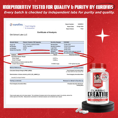 Old School Labs Creatine Monohydrate 5000mg with BioFit Probiotics - Max Strength (USA)