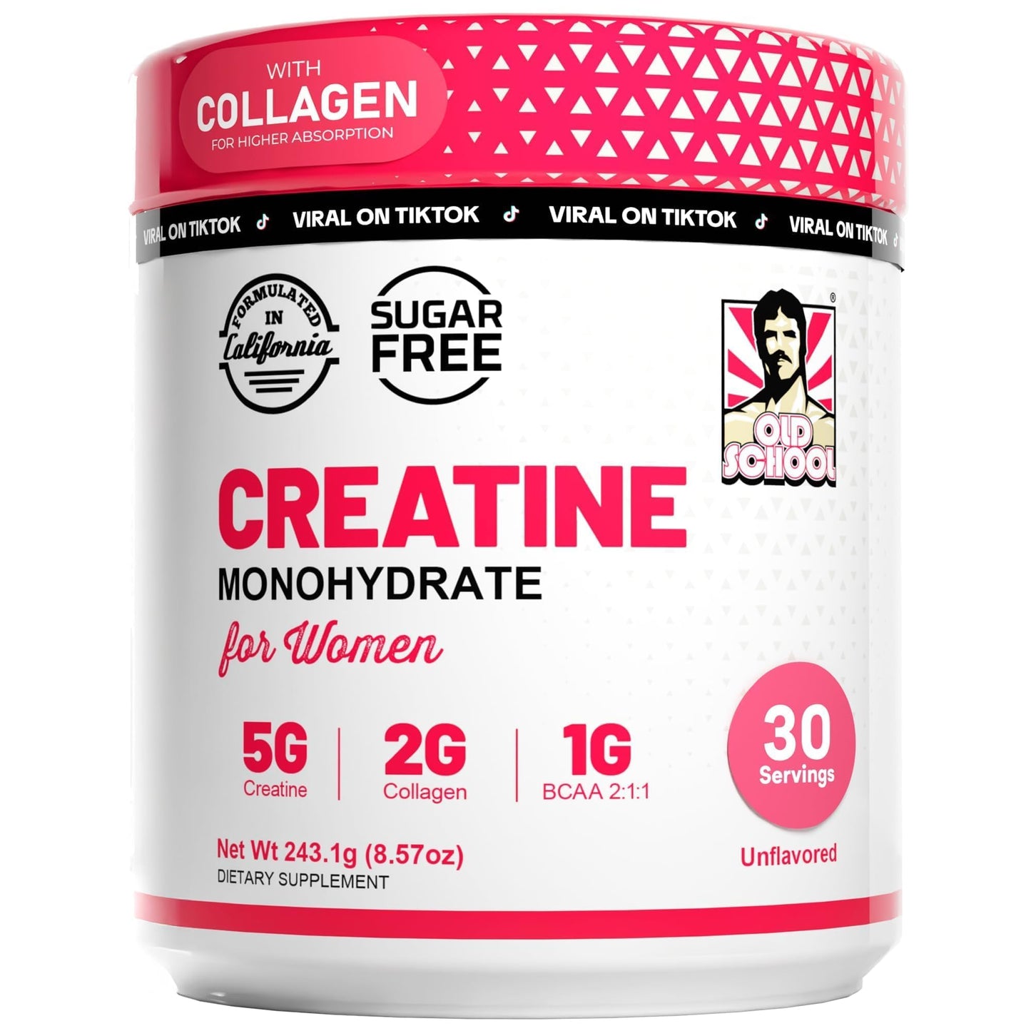 Old School Labs Creatine for Women – Post-Workout Supplement, 30 Servings
