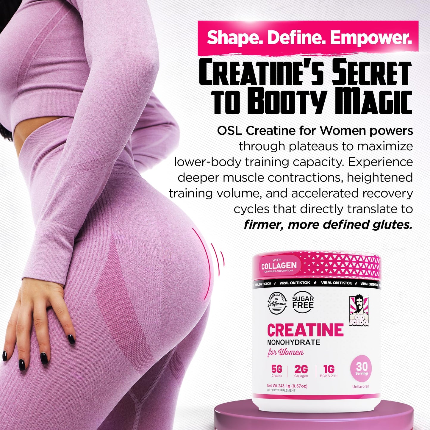 Old School Labs Creatine for Women – Post-Workout Supplement, 30 Servings