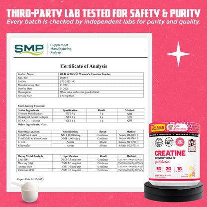 Old School Labs 5g Creatine Monohydrate — Collagen & BCAA for Women