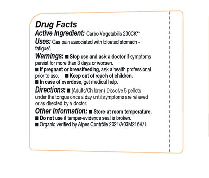 OLLOIS Carbo Vegetabilis 200ck – Organic Vegan, Lactose-Free Homeopathic Medicine (80 Pellets)