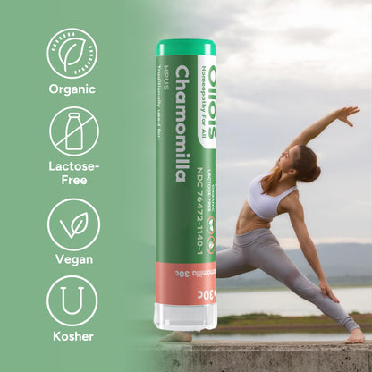 OLLOIS Chamomilla 30C Organic, Lactose-Free, Kosher Homeopathic Medicine | 80 Pellets (Pack of 3)