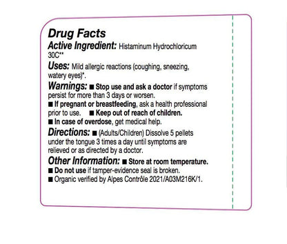 OLLOIS Histaminum Hydrochloricum 30C – Organic Lactose-Free Homeopathic Medicine