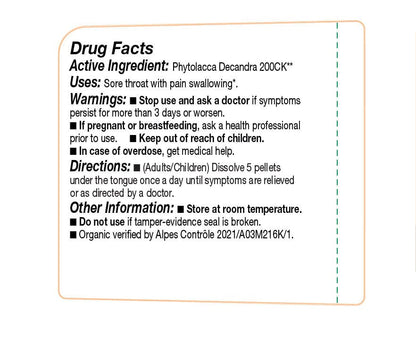 OLLOIS Phytolacca Decandra 200ck – Organic & Lactose-Free Homeopathy, 80 Pellets