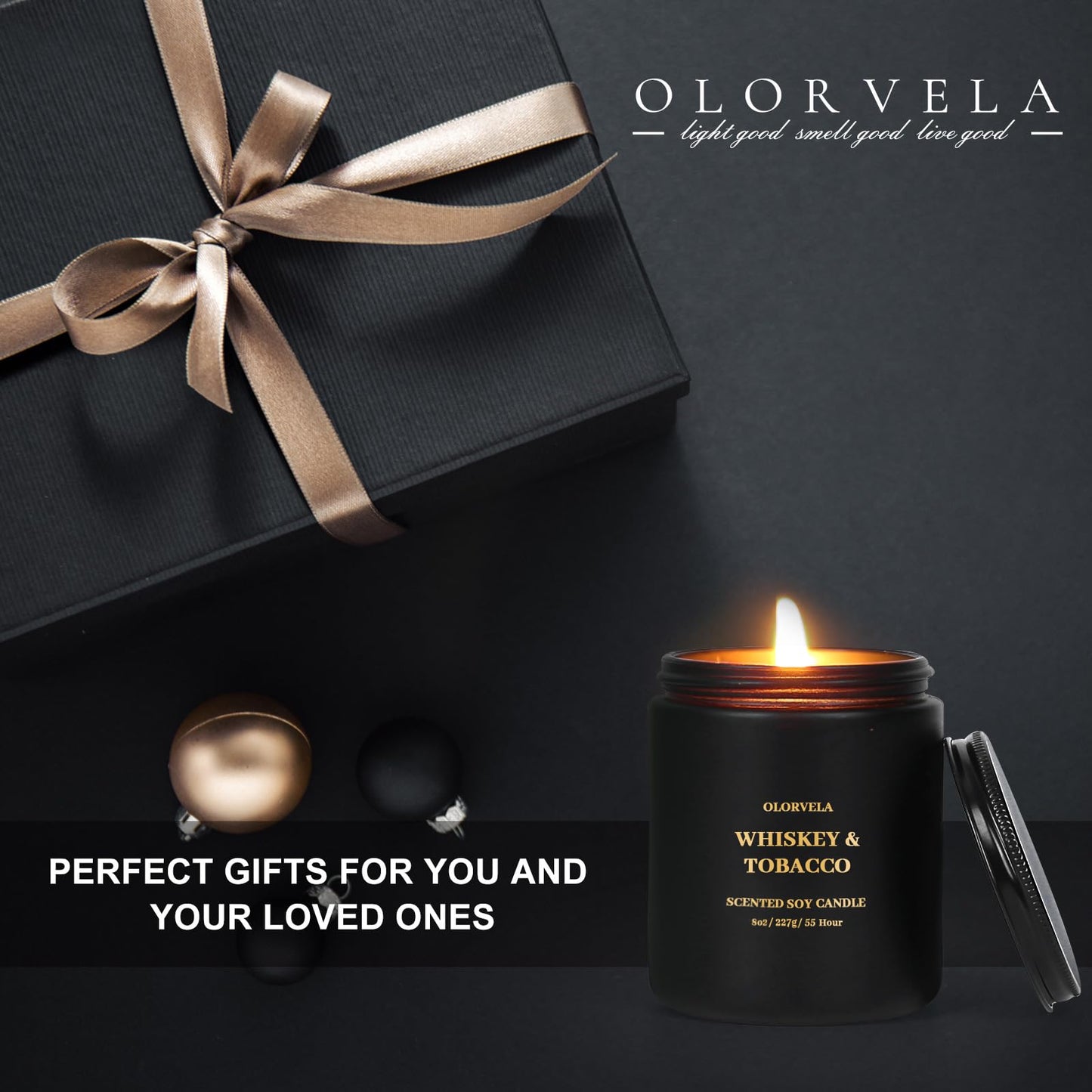 olorvela Scented Candles for Men — Lavender & Eucalyptus, 8oz, 50-Hour Burn Time
