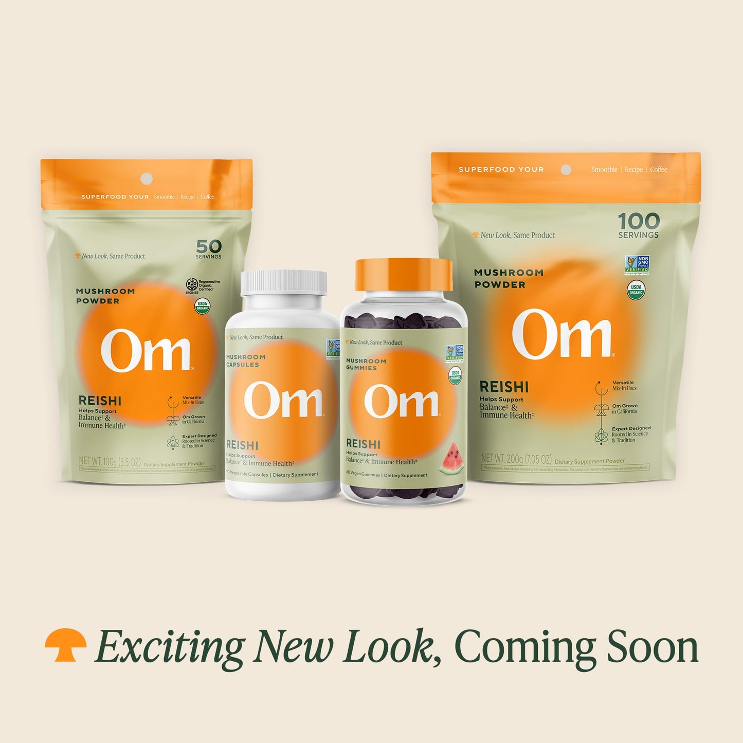 OM MUSHROOM SUPERFOOD Reishi Organic Mushroom Powder – 3.5 oz, 50 Servings, Adaptogen