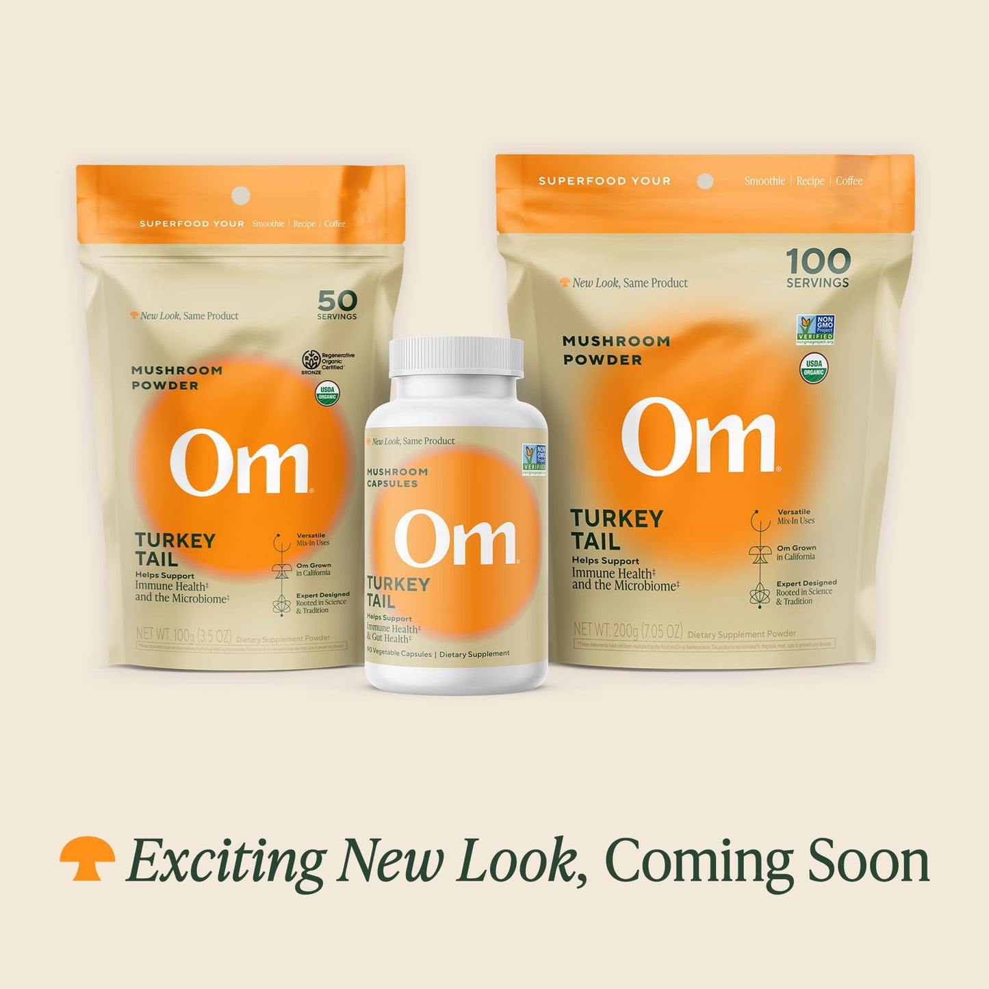 Om Mushroom Superfood Turkey Tail Organic Mushroom Powder – 7.05 oz, 100 Servings