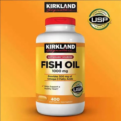 Omega-3 Fish Oil Concentrate 1000 mg – 400 Softgels | Kirkland Signature