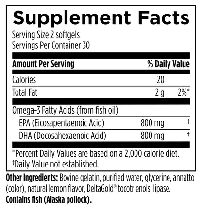 Omega 3 HI-PO High-Potency Fish Oil 1500 mg | EPA 750 DHA 750 | 60 Softgels - Designs for Health