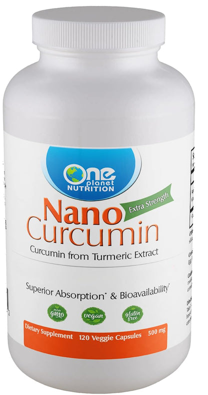 One Planet Nutrition Nano Curcumin 500 mg Veggie Capsules – High Absorption, 120 Servings