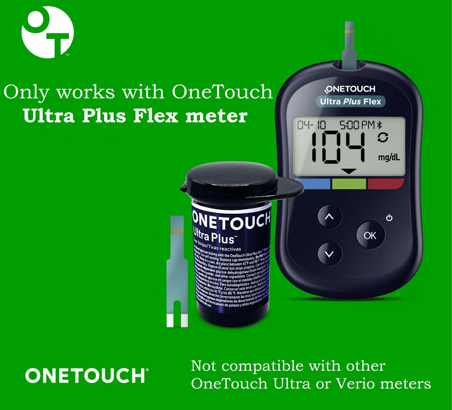 OneTouch Ultra Plus Flex Test Strips – 60 ct (2 Boxes) | Compatible with Ultra Plus Flex Meter