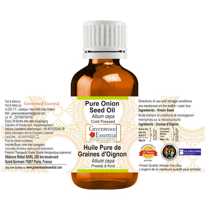 Greenwood Essential Onion Seed Oil (Allium cepa) – Cold-Pressed 10ml | Pure Carrier Oil