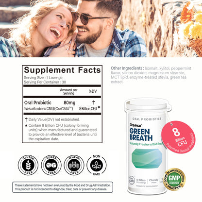 OraTicx Oral Probiotics Mint Breath – 8B CFU, 30 Lozenges, 4-Pack