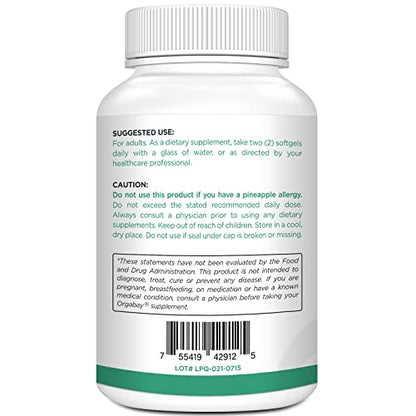 Orgabay Liposomal Quercetin Phytosome 1600 mg – Bromelain 200 mg, Zinc 30 mg, Vitamin C, Turmeric 40 mg | 120 Softgels