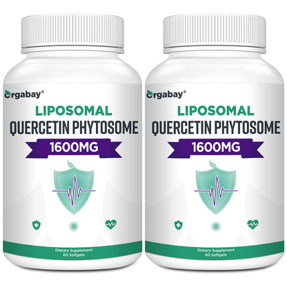 Orgabay Liposomal Quercetin Phytosome 1600 mg – Bromelain 200 mg, Zinc 30 mg, Vitamin C, Turmeric 40 mg | 120 Softgels