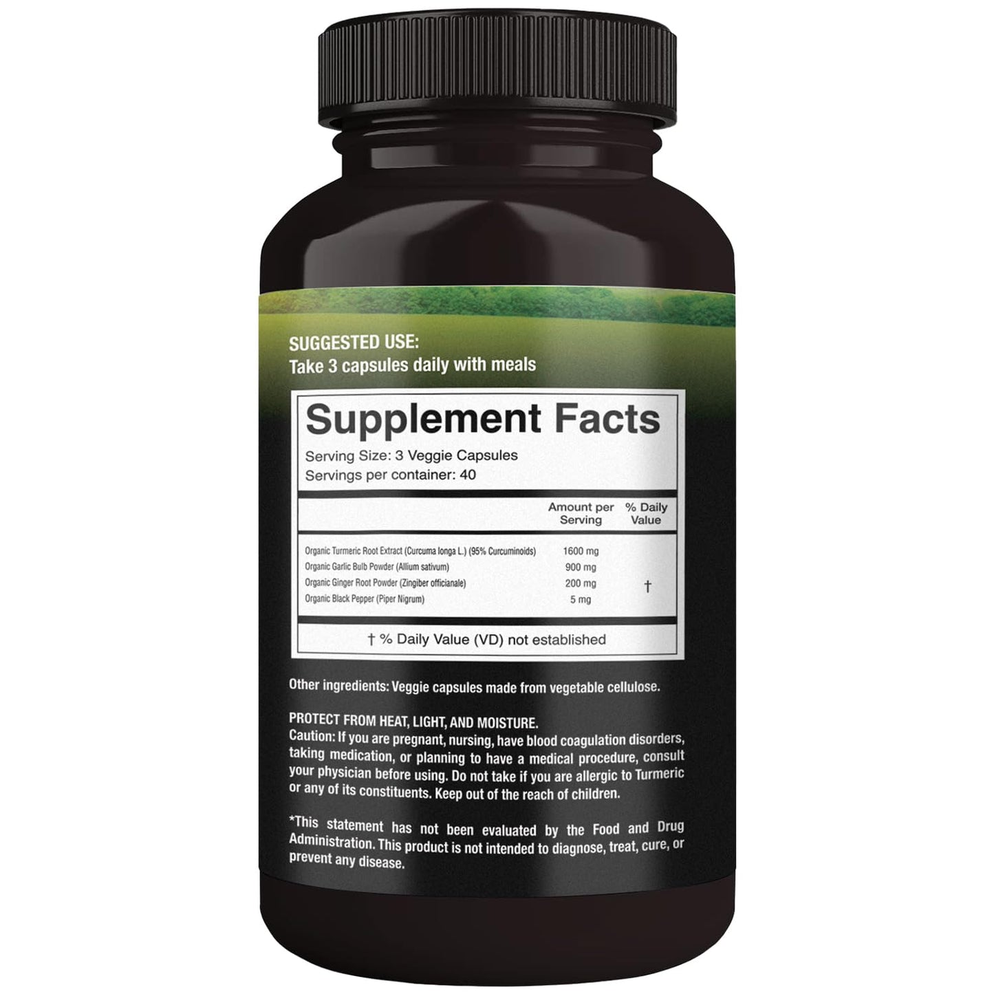 SUPREME HERBALS Turmeric Curcumin 500mg Capsules - Organic, Gluten-Free, Non-GMO (120 Vegan)