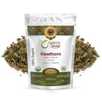 Organic Hawthorn Leaf & Flower Whole Tea (Crataegus monogyna) – European Wild-Harvest, Organic, Kosher & USDA Certified