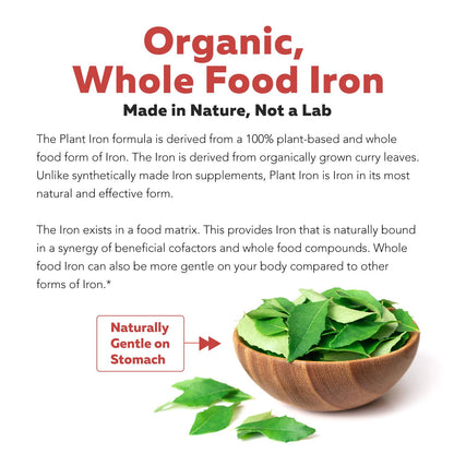 Organic Iron Supplement | Whole Food Mineral & Cofactors, 25 mg Elemental | Enhanced Absorption Plus Blood Health Vitamins – Gentle Form – Supports Healthy Levels & Blood Health – 90 Capsules
