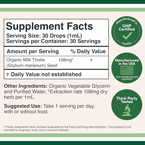 Milk Thistle Drops 1oz – Organic Liver Detox, 30 Servings | Double Wood