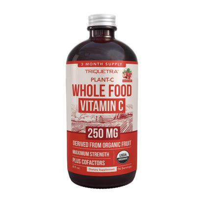 Organic Vitamin C Liquid 250 mg – Whole Food Vitamin C with Citrus Bioflavonoids & Rutin | Immune Support