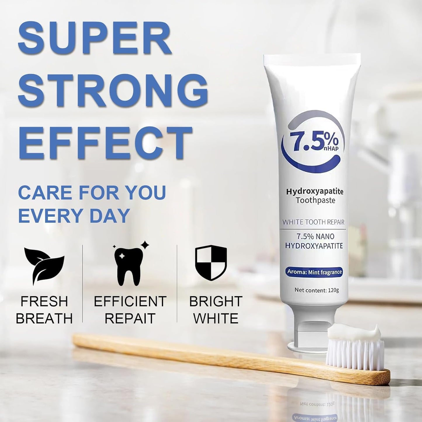Hydroxyapatite Toothpaste for Enamel Protection — Fluoride-Free, Gentle Mint (1pc)
