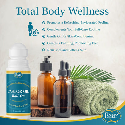 Baar Castor Oil Roll-On 3 oz – Palm Christi | Health & Beauty