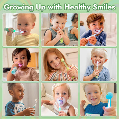 Papablic Toddler Sonic Electric Toothbrush for Ages 1-3 – Dino Cover & LED Timer