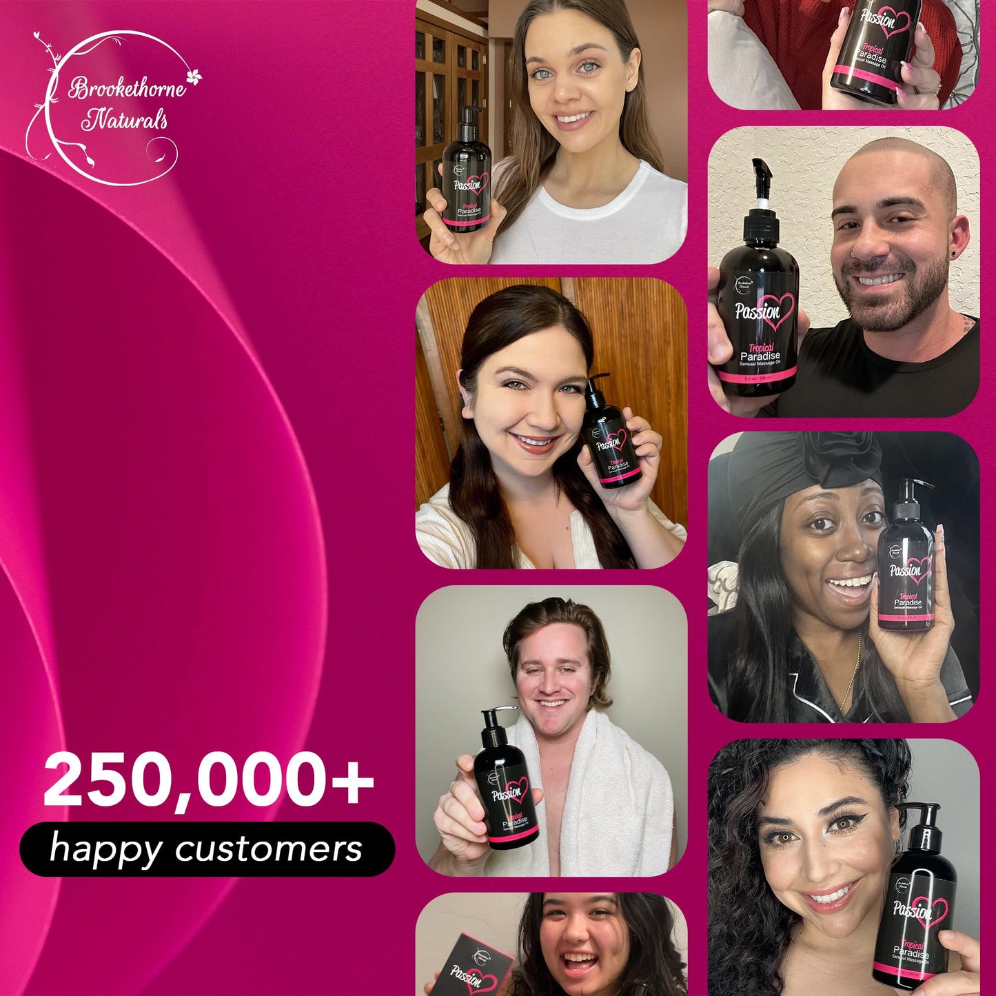 Passion Sensual Massage Oil for Date Night | 100% Natural Body Oil for Couples with Jojoba & Almond | Aromatherapy & Relaxing Massage Therapy | Perfect Glide & Smooth Skin | Tropical Paradise Scent
